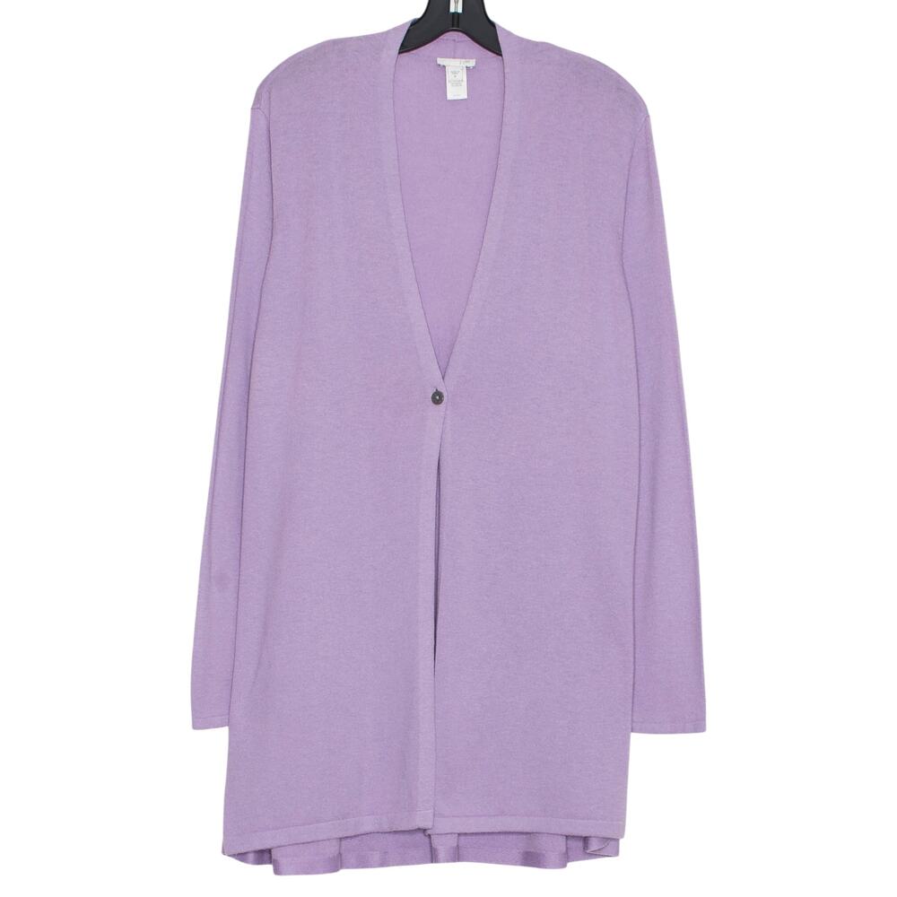 J‎ Jill Cardigan Longline Duster Wool Blend Purple Minimalist Capsule Wardrobe M